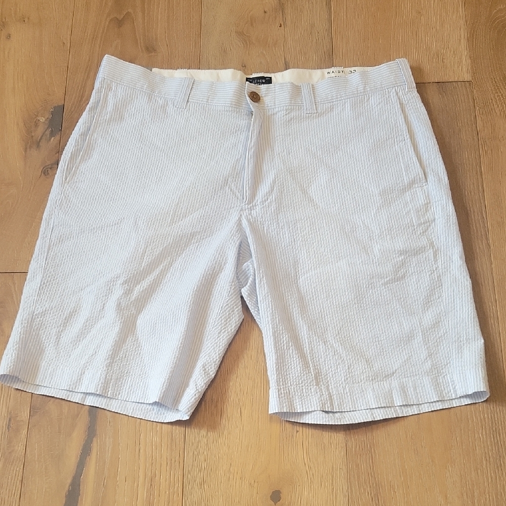 NWT J. Crew  Mens Blue And White Shorts Size 33 Waist And 9inch Inseam NEW